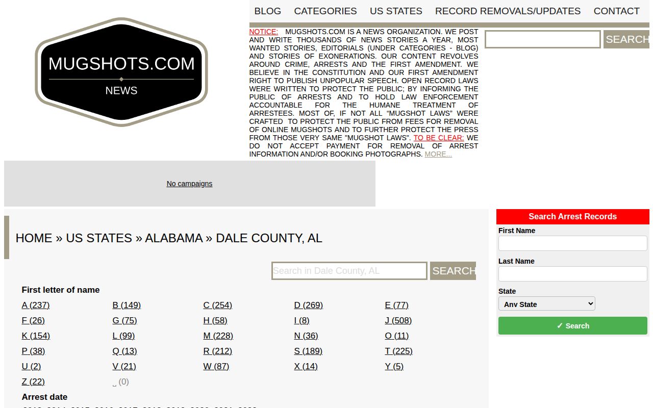 Dale County mugshot news unofficial Mugshots.com archive